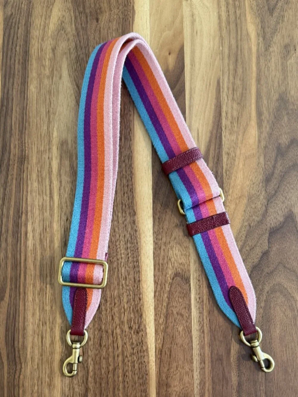 Coach Rainbow Striped Webbing Strap adjustable EUC
